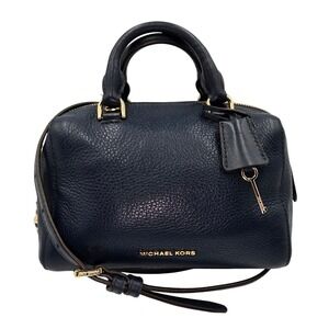 Michael Kors Navy Blue Leather Satchel‎ Handbag Crossbody Bag Gold Hardware